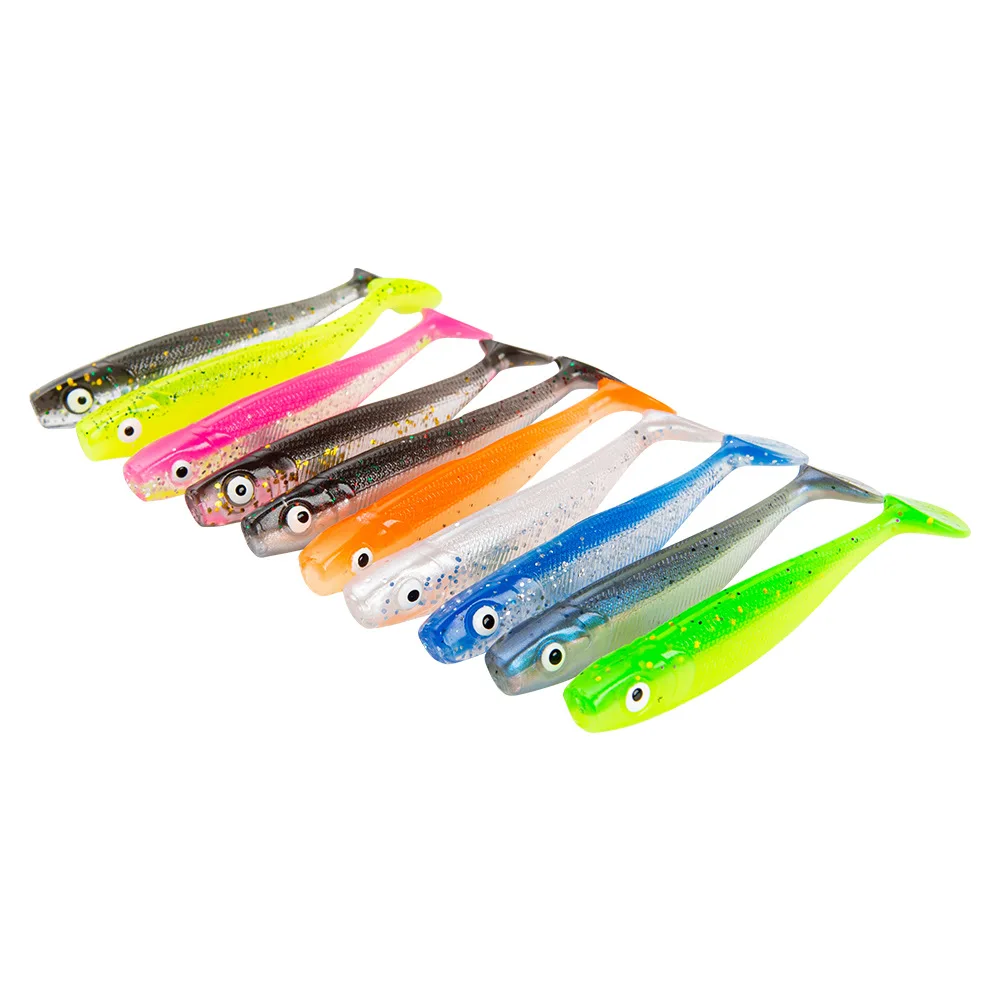 CASTSOON Imported Silicone Material T Tail 65mm 2.1g 10 Colors 10Pcs Fishing Lure Set Simulation Fisheyes Bait