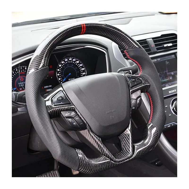 Fit Ford Mustang 2018-2024 Shelby GT500/GT350ForMustangSteeringWheelReal карбоновое плоское Спортивное Рулевое Колесо без подогрева
