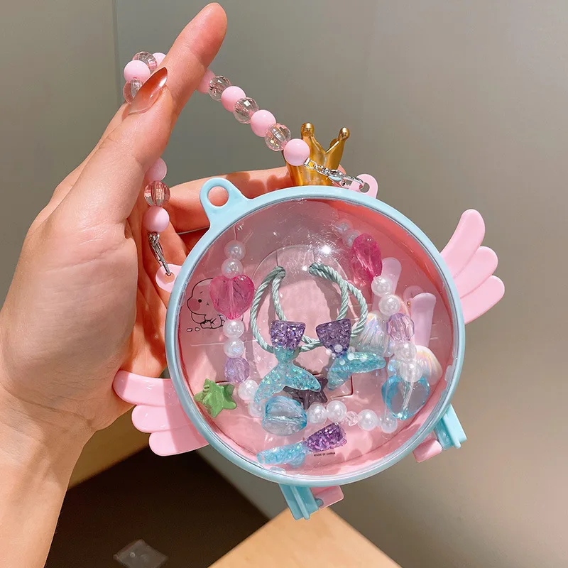 Beautiful mermaid jewelry set for baby girls Princess Elsa makeup necklace bracelet earrings ring set kids gift