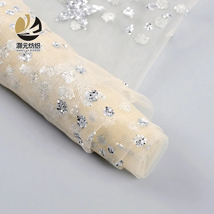 Ready goods wholesale fancy printing 100% polyester galaxy printed white crystal tulle fabric