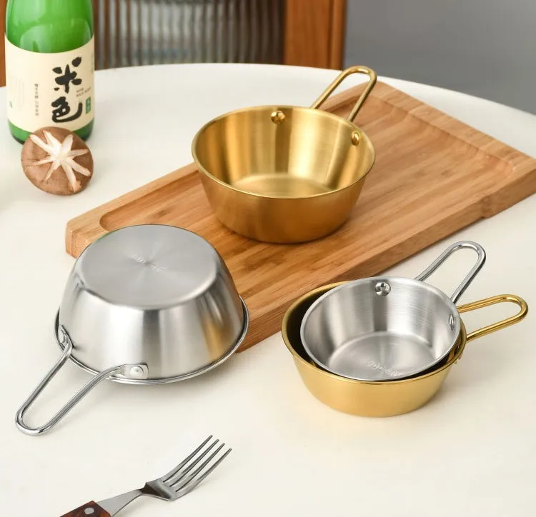 Korean Traditional Wine Bowls Korean Raw Rice Wine Hiking Soup Dish 4.7 inches 3 pcs Aluminum Yellow Made in Korea