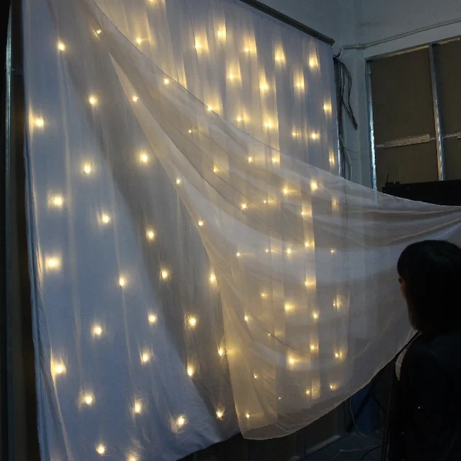 Hot sales  led star cloth golden yellow  drape stage light for party night club led star curtain  For wall  ceiling wedding