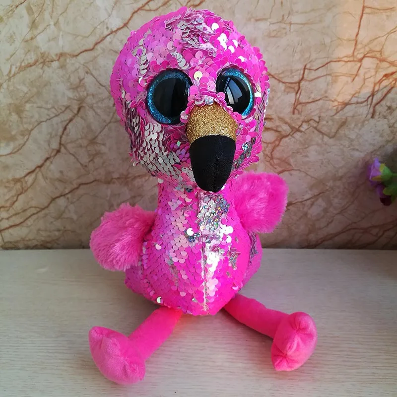 Big eye sequin plush Beanie Boos Unicorn Big Eyes 15cm Plush Toy Doll Kawaii Ty Stuffed Animals For Babies Christmas Gifts