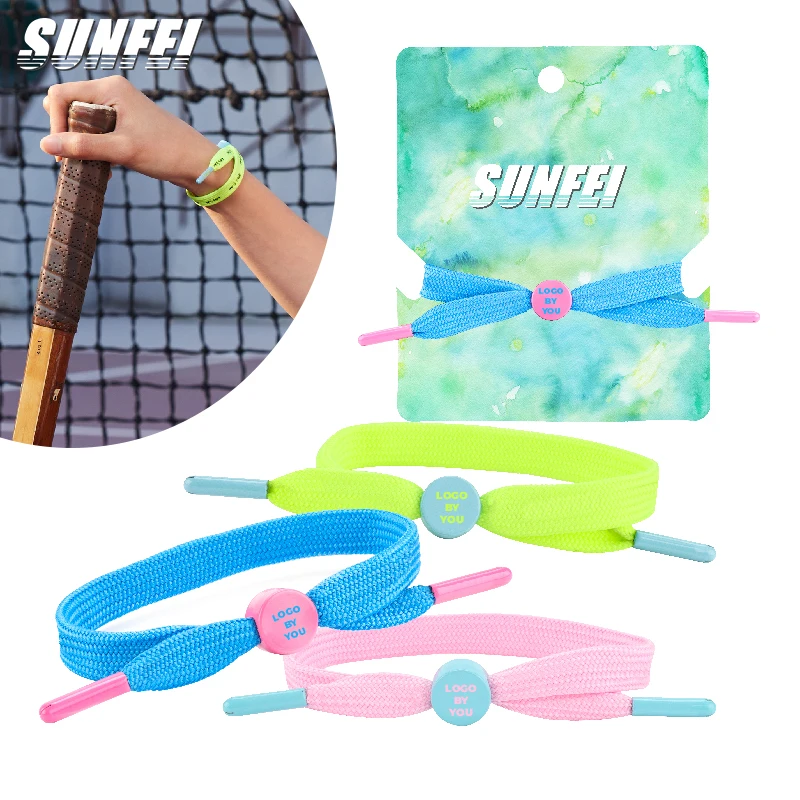 sunfei Custom Printed Logo Shoelace Bracelet designs Anime handmade Rope Shoelace Braided Bracelet adjustable rope bracelet