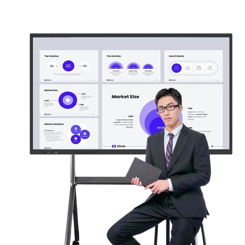 OEM ODM 75 inch lcd panel electronic interactive whiteboard Display wholesale for professional meetings education with stand