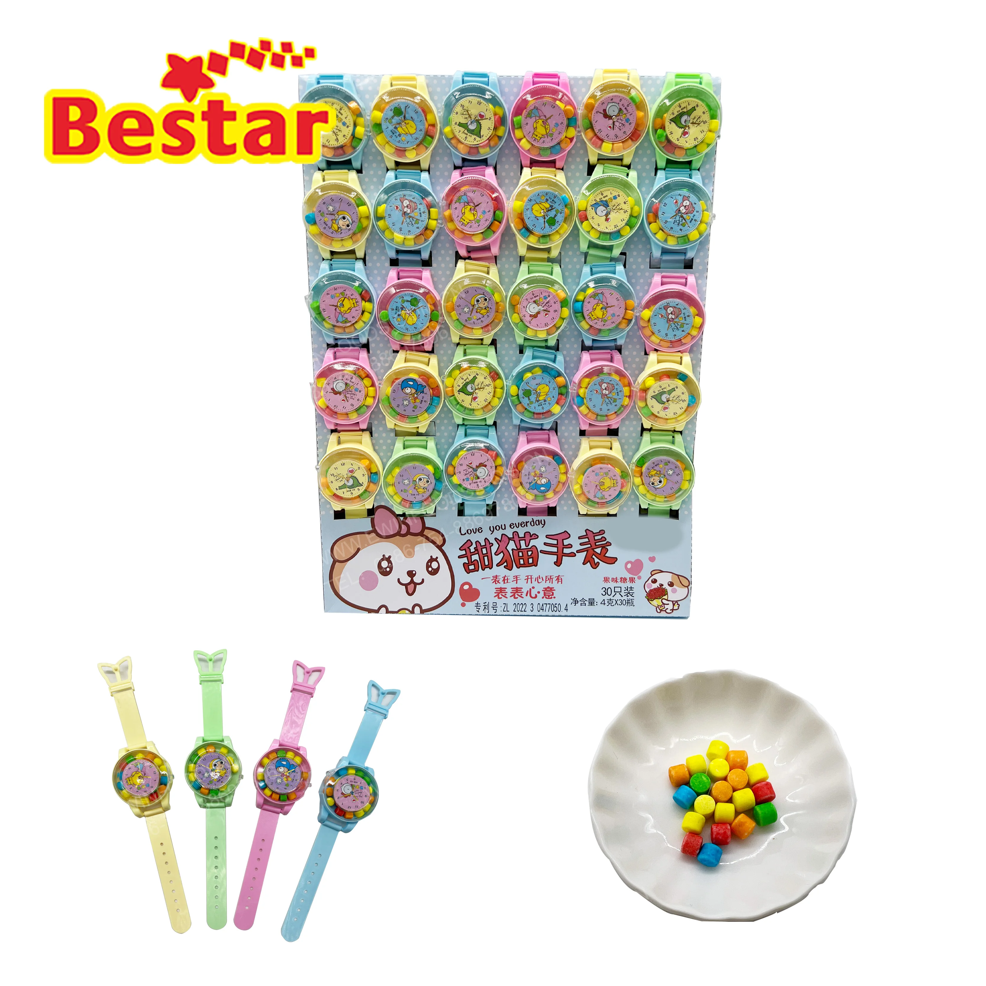 Детские многоцветные часы с конфетами 4 г