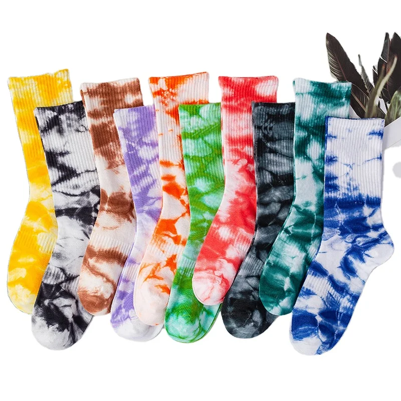 Цветные носки Tye Dye в стиле хип-хоп унисекс для мужчин и женщин модные уличные с пользовательским логотипом