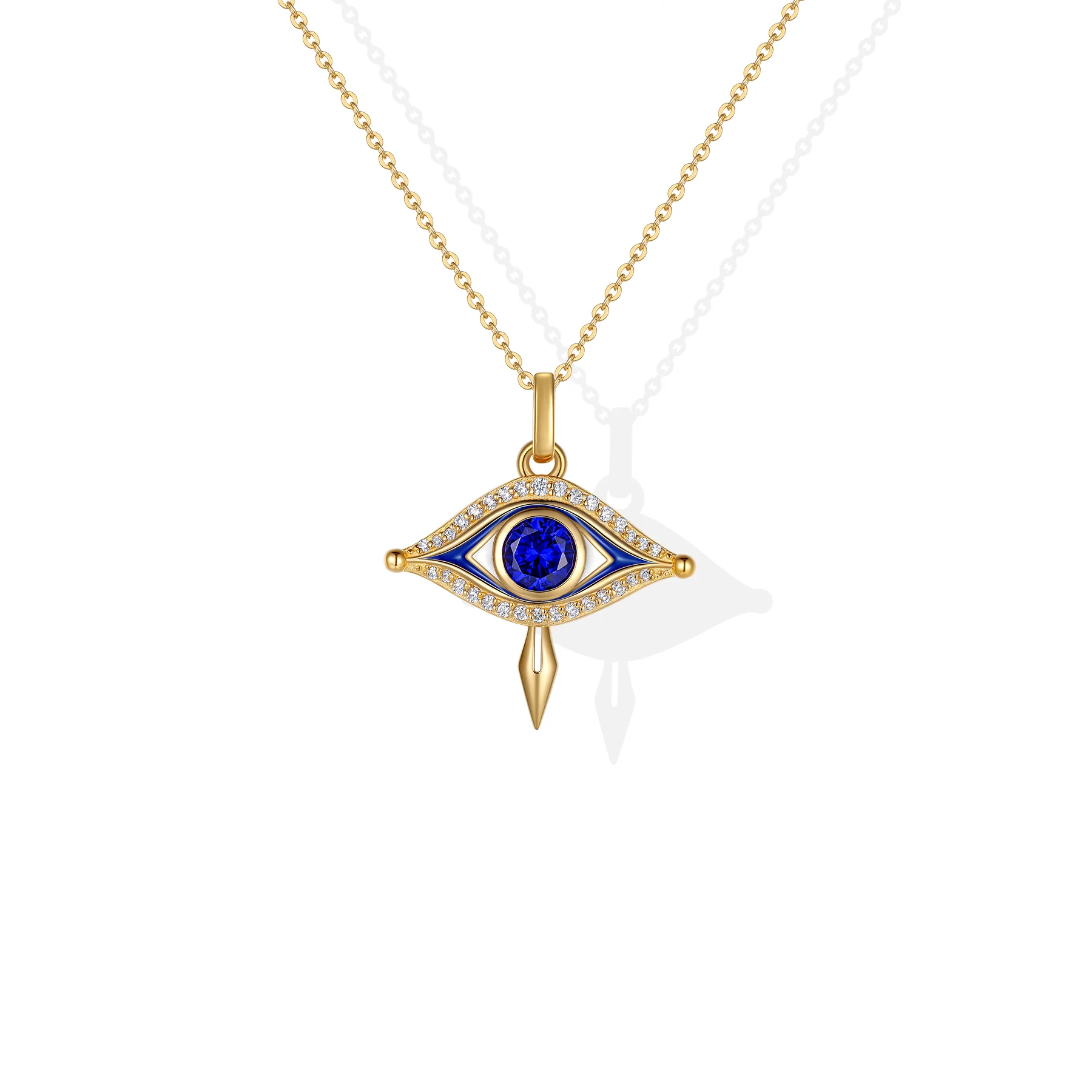 Original Design Women Jewelry 18k Gold Plating Truth Of Eye Blue Zircon Inlay charms pendant