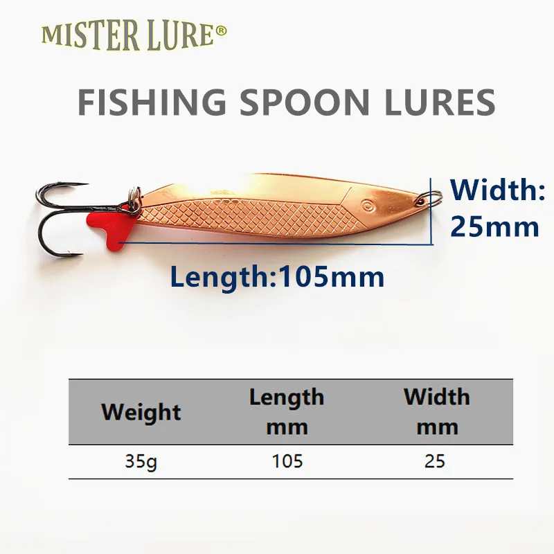 MISTER LURE  35g coppery sliver golden color vertical metal sequins spoon lure pike spinner bait fishing lure