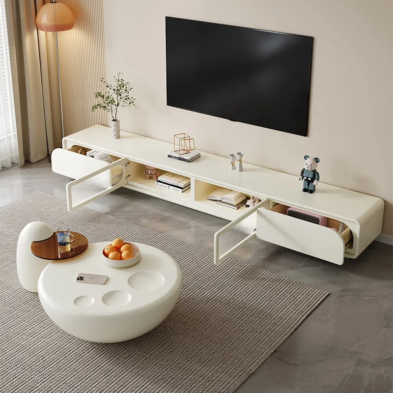 Popular Product High-End Lift Top Luxury Wooden tv unit cabinets modern tv stand and Round Coffee Tables With Glass Top