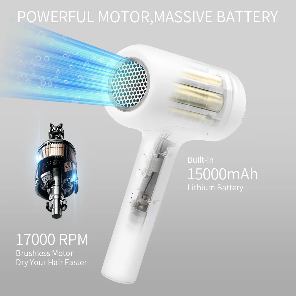 Portable Household blow dryer Rechargeable battery powered Cordless Hair Dryer