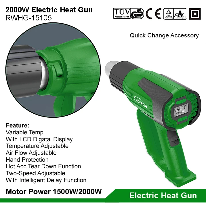 2000W Electric Power Heat Guns Machine Portable handhold Hot Air Heat Gun Tools Temperature LCD Digital Display