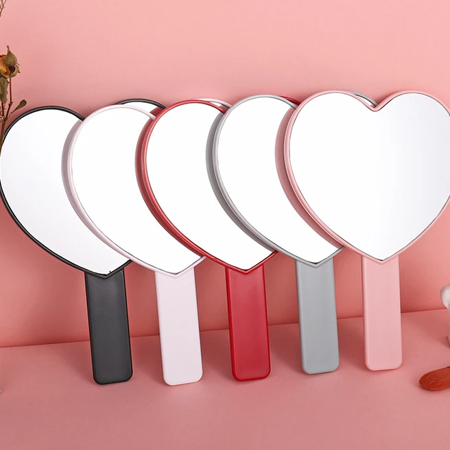 Wholesale Small Handheld Heart-Shaped Makeup Cosmetic Mirror New Design for Girls Portable Salon Use Personalized Features