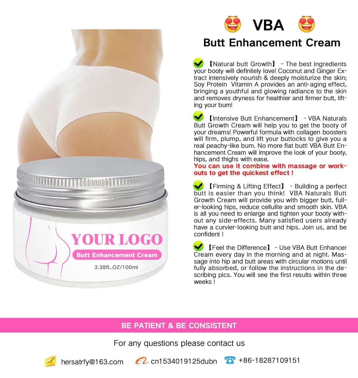 Butt Body Herbal Hip Massage Skin Whitening  Cream Bigger Buttock Firm Hip Up Anti-Cellulite Cream