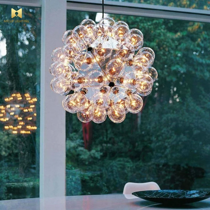 Simple New Design Italian Ceiling Pendant Light Transparent Bubble Chandelier for Living Room Lobby Hotel Decoration