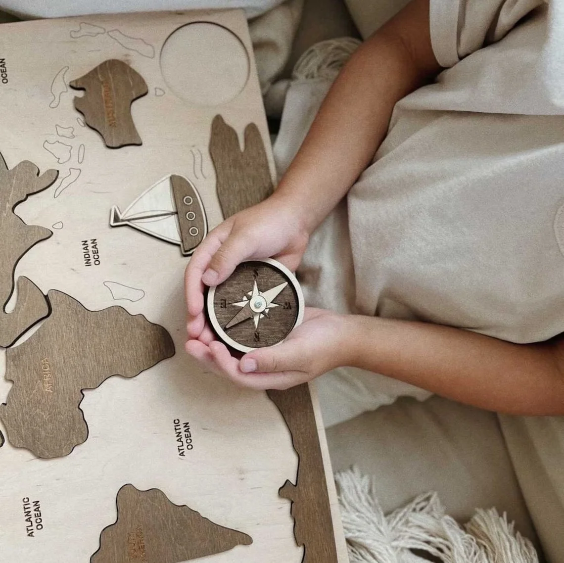 Chunlei OEM World Map Puzzle for Kids Wooden Puzzle Montessori Learning Toys