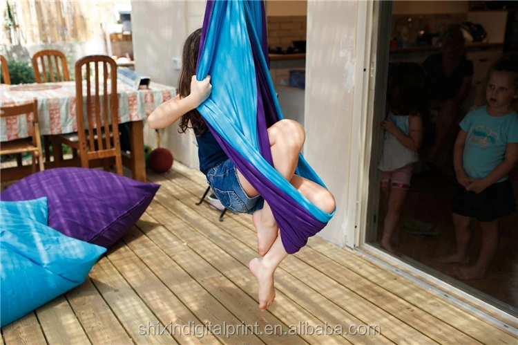 Easily Folding Ground Stand Therapy Kids Hammock Double Layer Eco-friendly Cotton Sensory Swing For Autism Relax