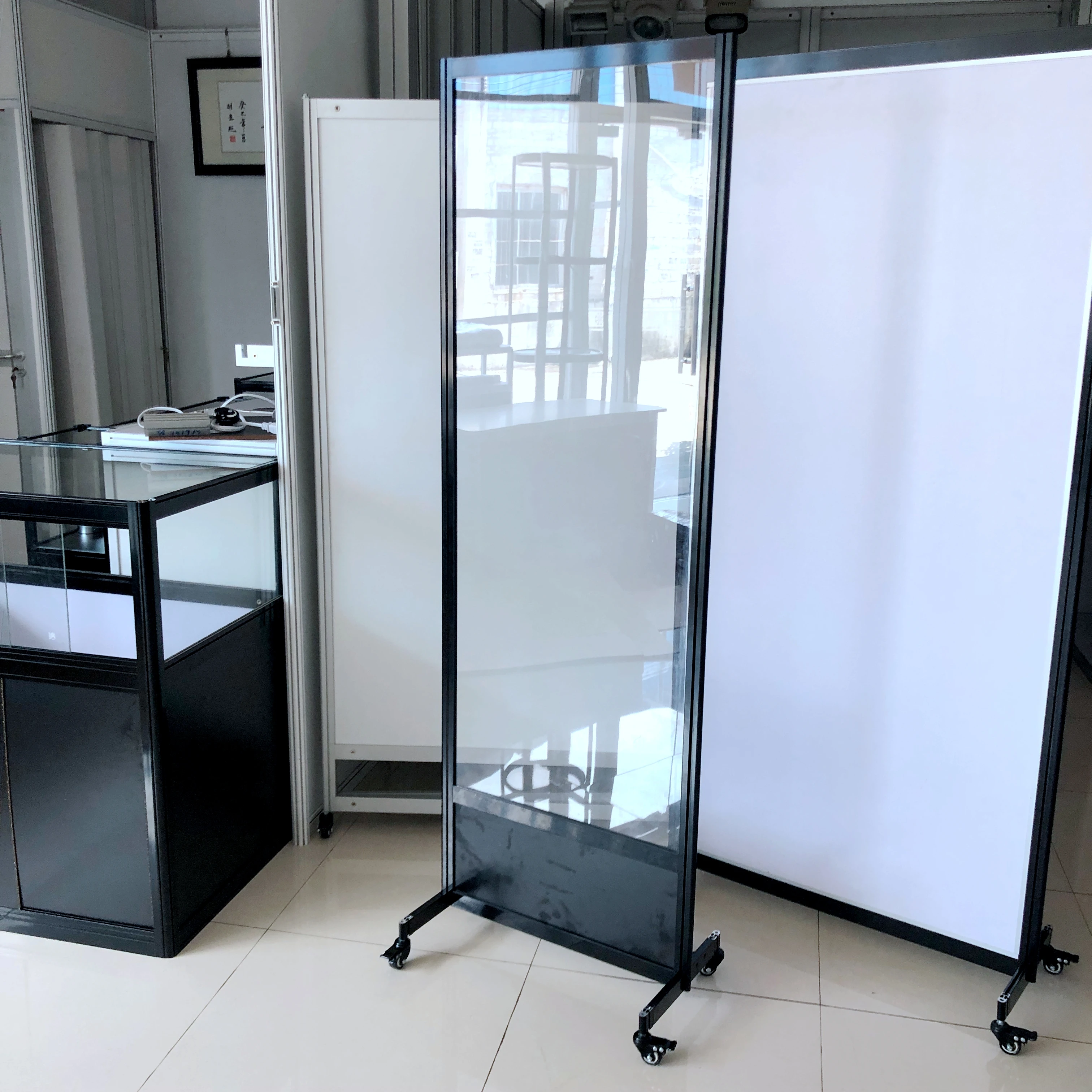Portable Free Standing Acrylic Barrier 900X1500mm with Wheels Fast Delivery Floor