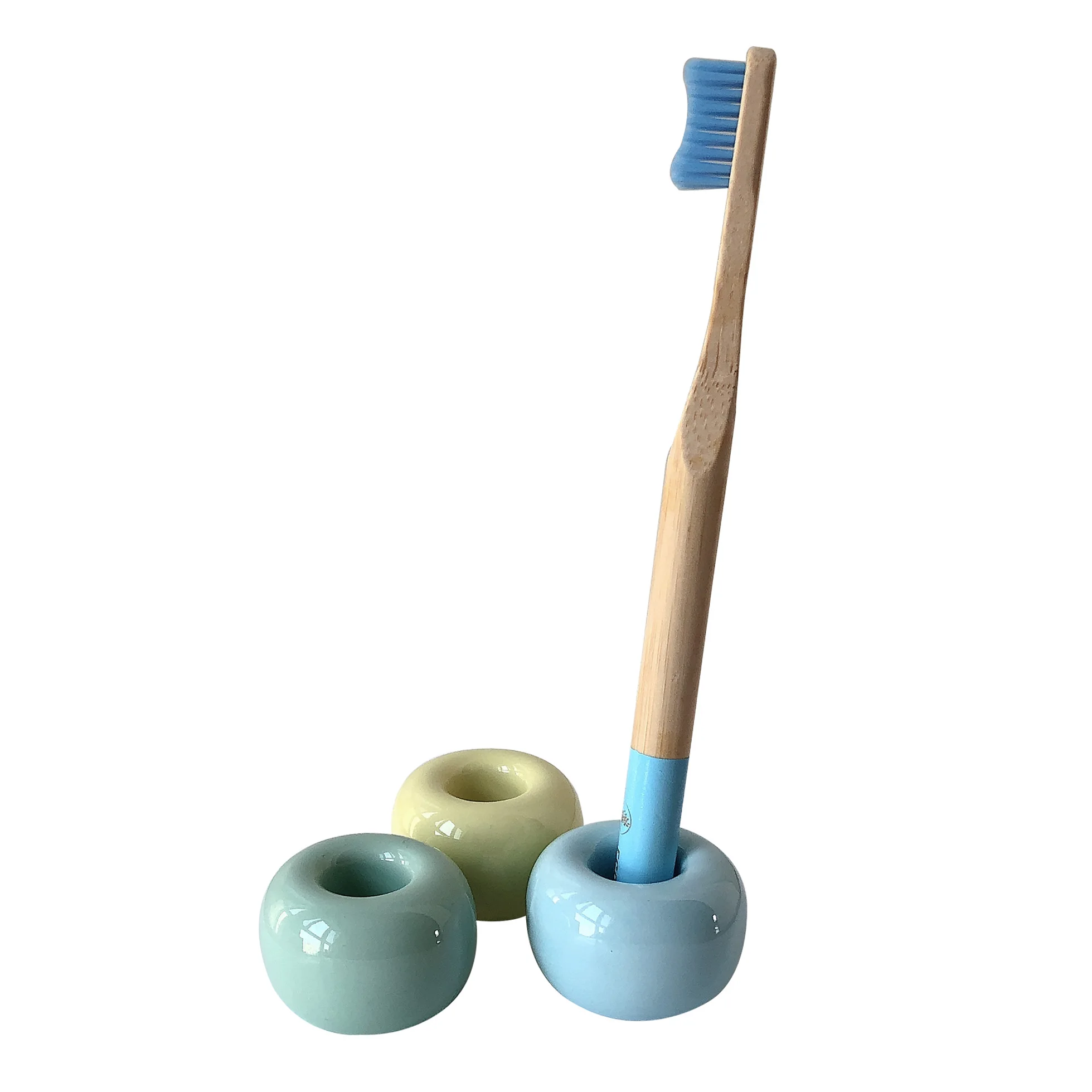 Wholesale creative bathroom Round Shape Colourful nordic mini ceramic toothbrush holder Stand