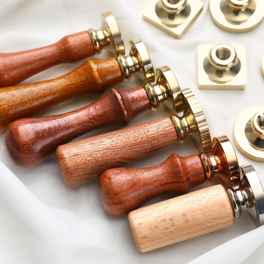 Retro Style Fire Paint Handle with Rosewood Replaceable Copper Head Wax Seal Stamp High Quality Wax Sealing Accessories