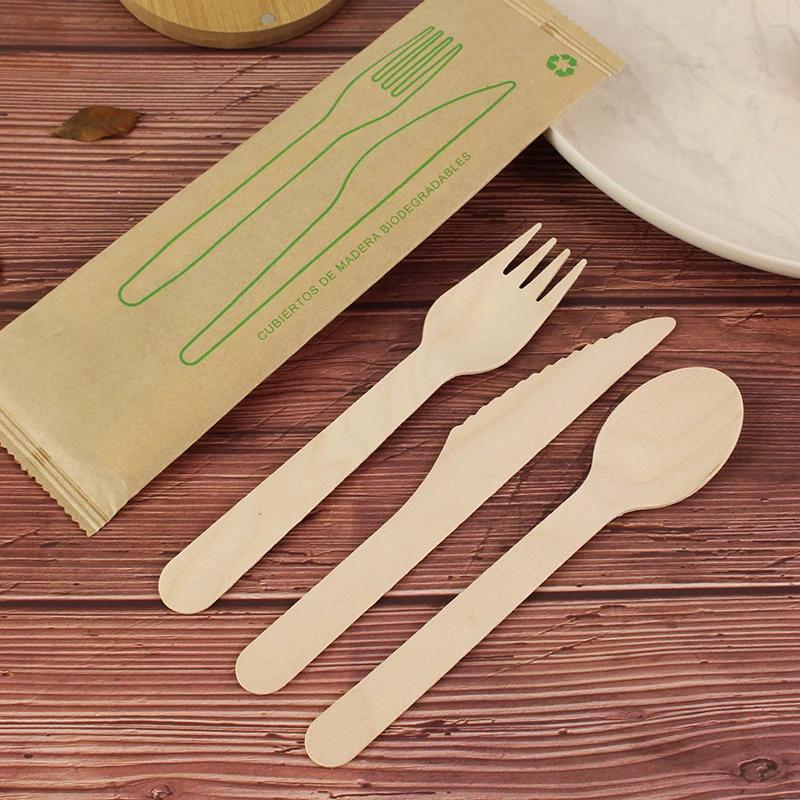 Disposable Wooden Spoon Fork Knife Set Wooden Cutlery For Sale