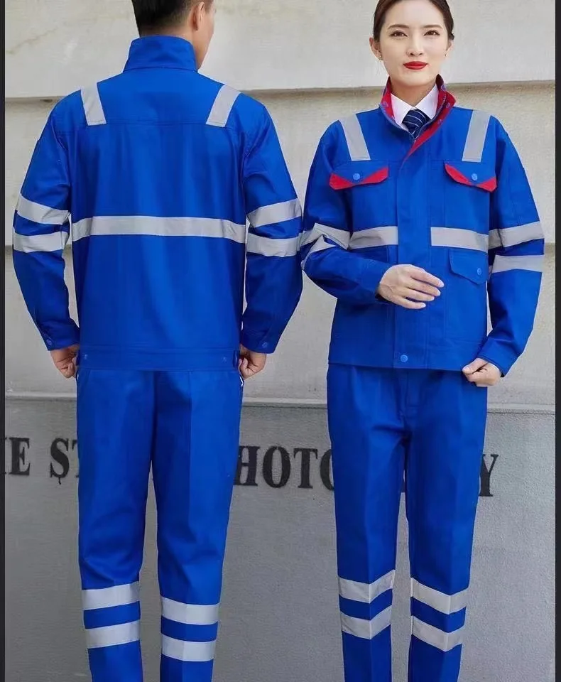 New Design Polyester Cotton Construction Work Clothes Work Safety Uniforms with Reflectors