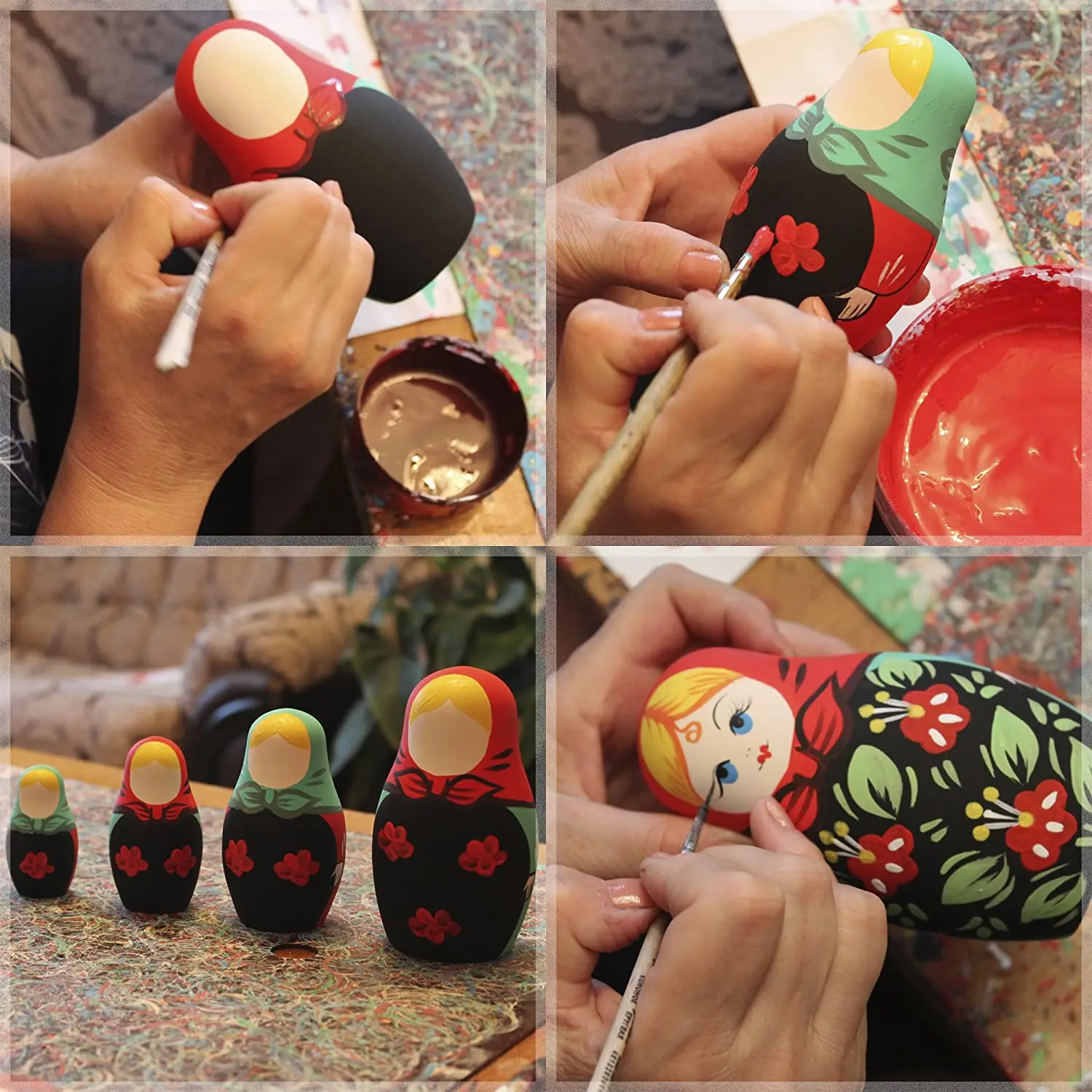 Custom Unpainted Babushka Nesting Dolls Unfinished Blank Wooden Matryoshka Doll for DIY Crafts Handmade Souvenir Gift Handicraft