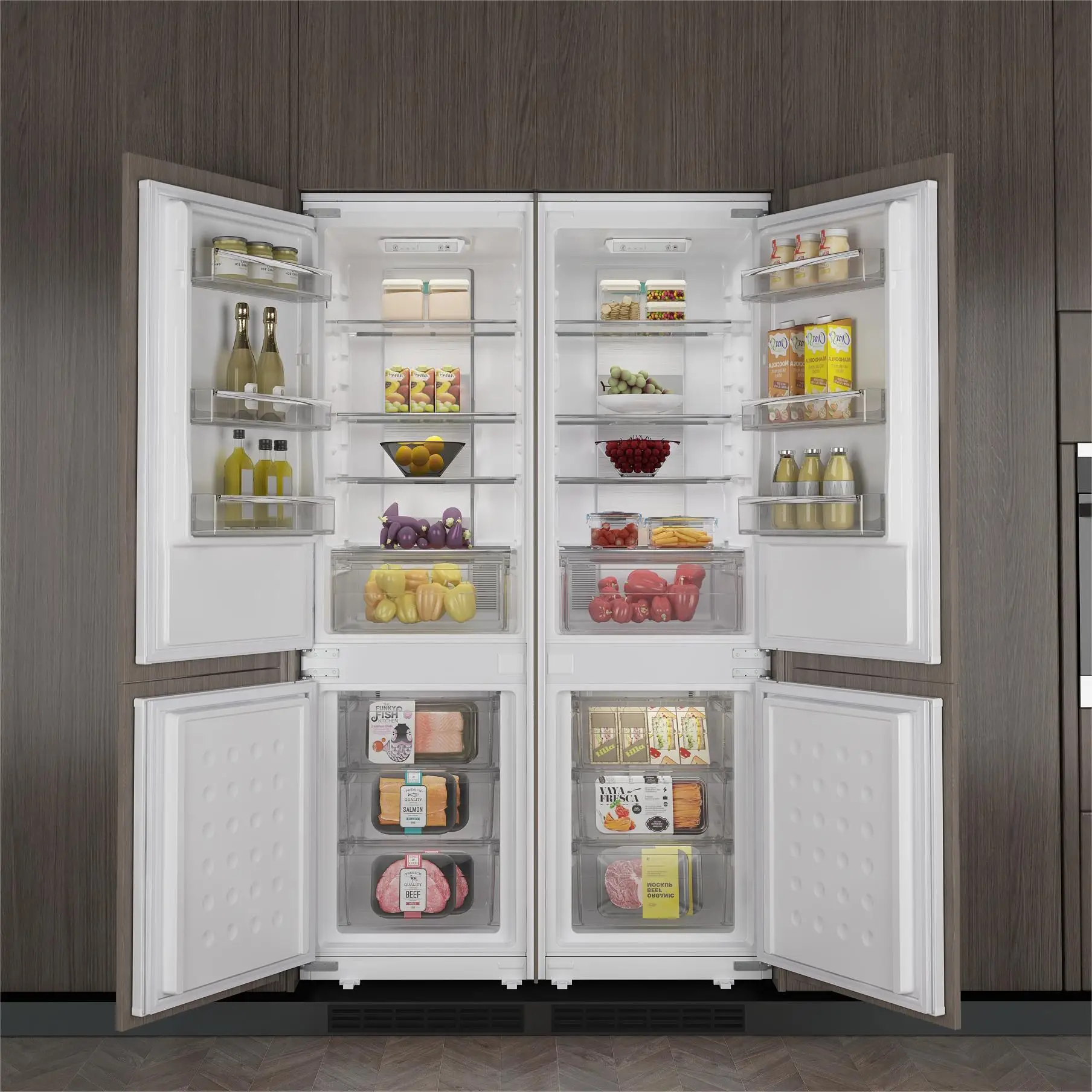 ZUNGUI BCD-232WQB Hot selling Built In Drawer Fridge Freezer Large Large Refrigerator Refrigerator