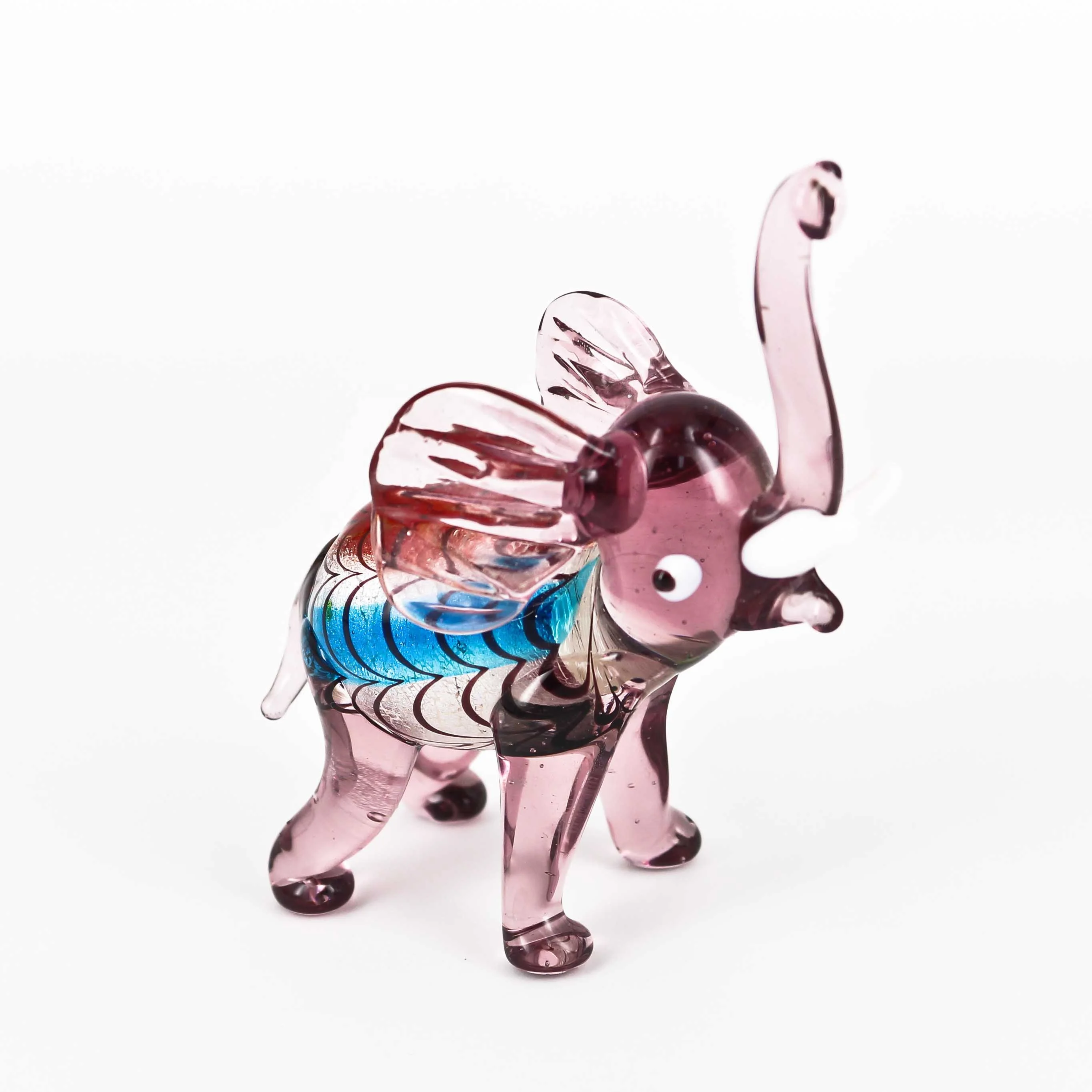 Blown glass coloured animal figurines murano glass elephant