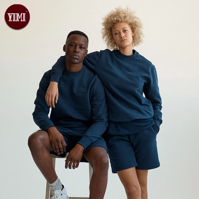 Custom Crewneck Cotton Sweatshirt And Shorts Set Fleece Tracksuit Men Womens Unisex Sweatsuits