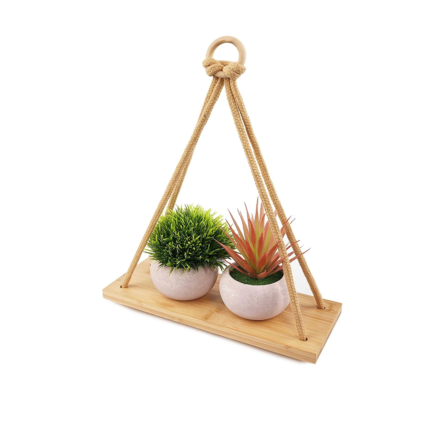 
New design living room bedroom bathroom home decor bamboo wall floating plant shelf hanging 