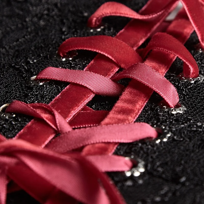 Punk Rave Y-779 Magic bloody red ribbon bat modelling sexy gothic corset for girls