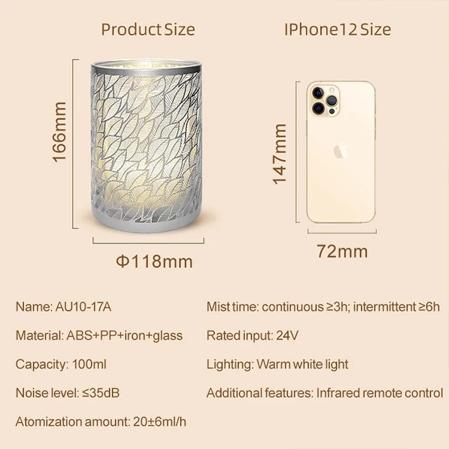 Genuine Iron Aromatherapy New Model 100Ml Essential Oil Aroma Diffuser Remote Control Cool Mist Personal Space Air Humidifier