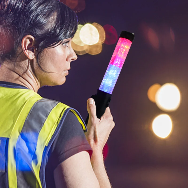 Handhold Traffic Led Baton 40cm Whistle baton torch light wand charging type PVC Traffic Baton