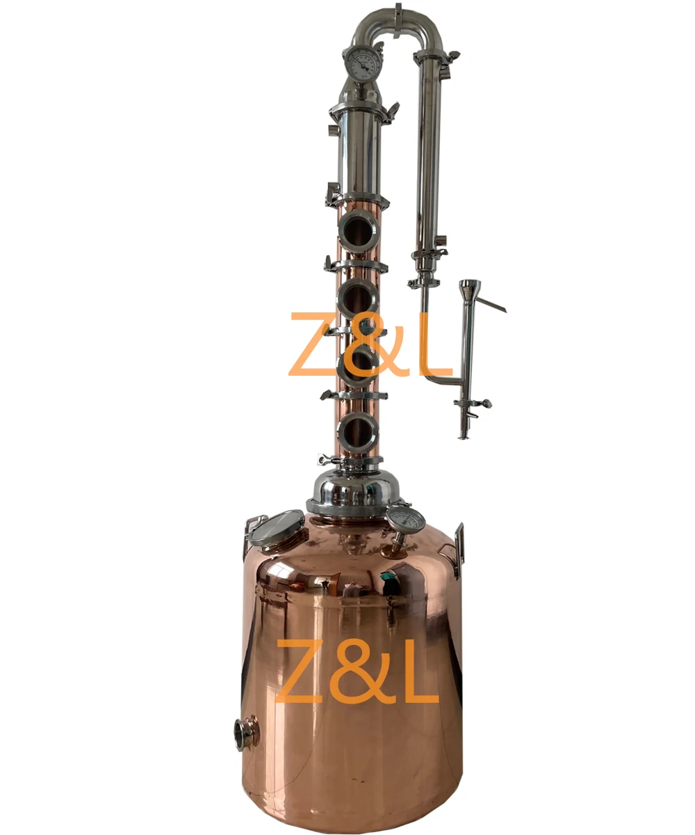 Copper still/alambic 50liters 100 liters 200liters whiskey/gin/vodka making machine for sale Alcohol Reflux Column Distiller