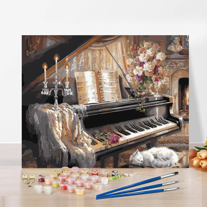 DIY Hand-Painted Digital Oil Painting Daifa Landscape Flower Cross-Border Living Room Decoration Oil Painting Numbers