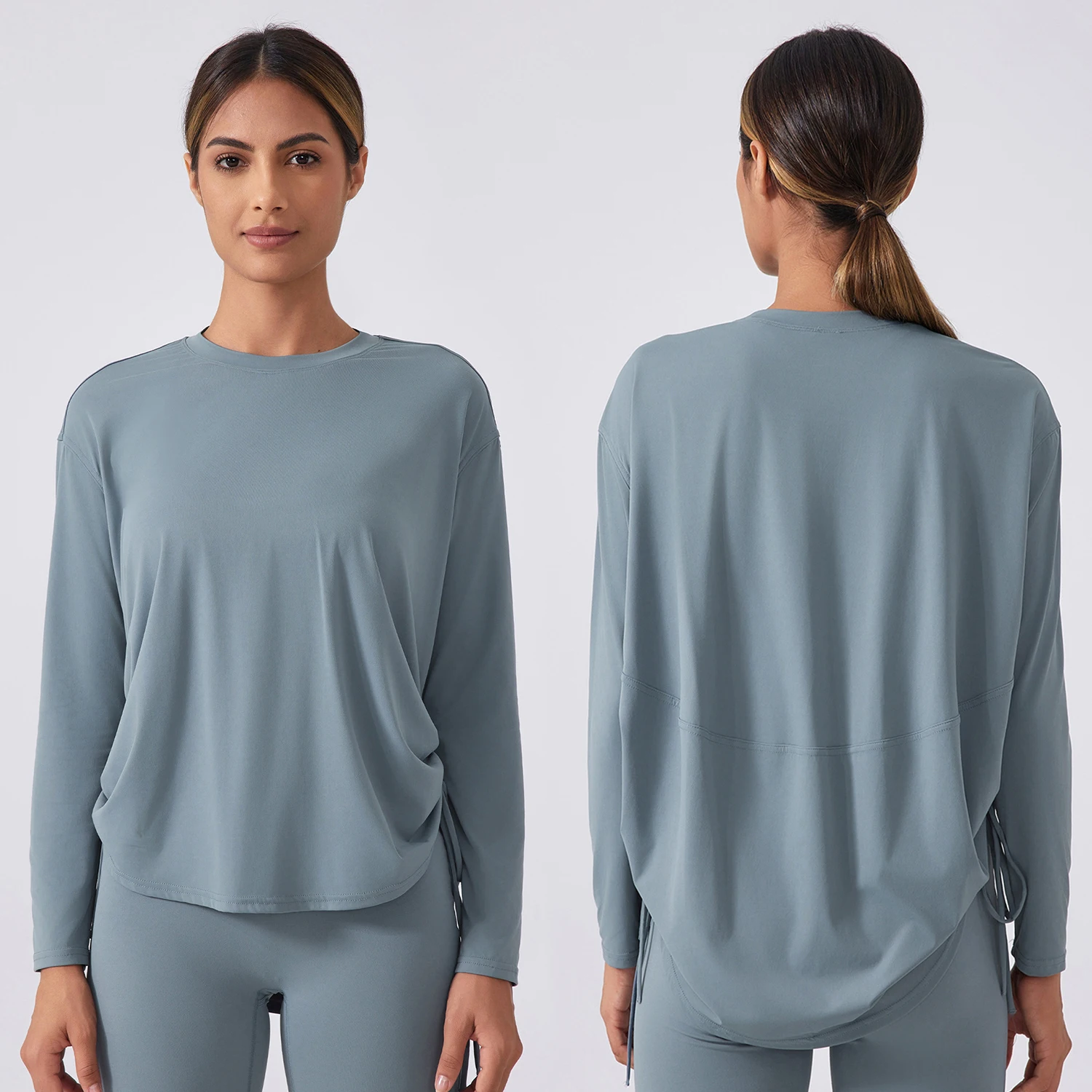 Wholesale AL O Lightweight Plain Long Sleeve Blank T shirt Streetwear High Quality Loose Sport Gym T shirts For Women