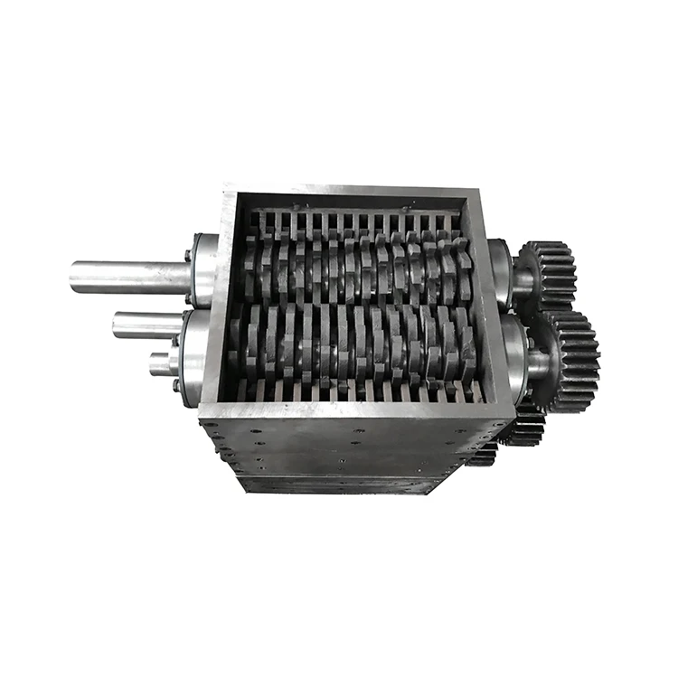 Double Shaft Wood Tire Tyre Plastic Cardboard Metal Rubber Shredder Blade Chamber Box