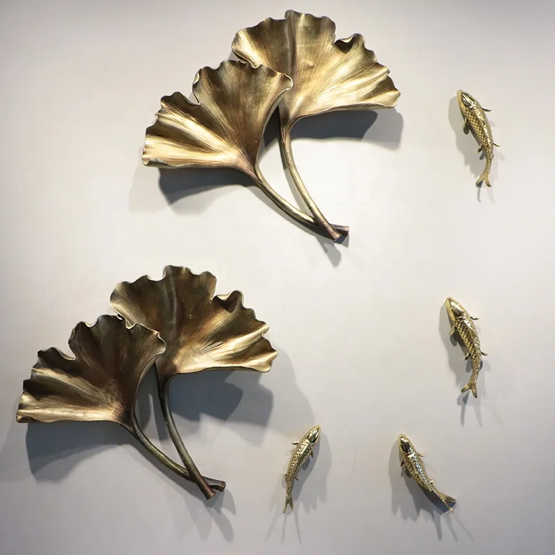 Metal Copper crafts 6 Inch Gold Fish Wall Art Decoration