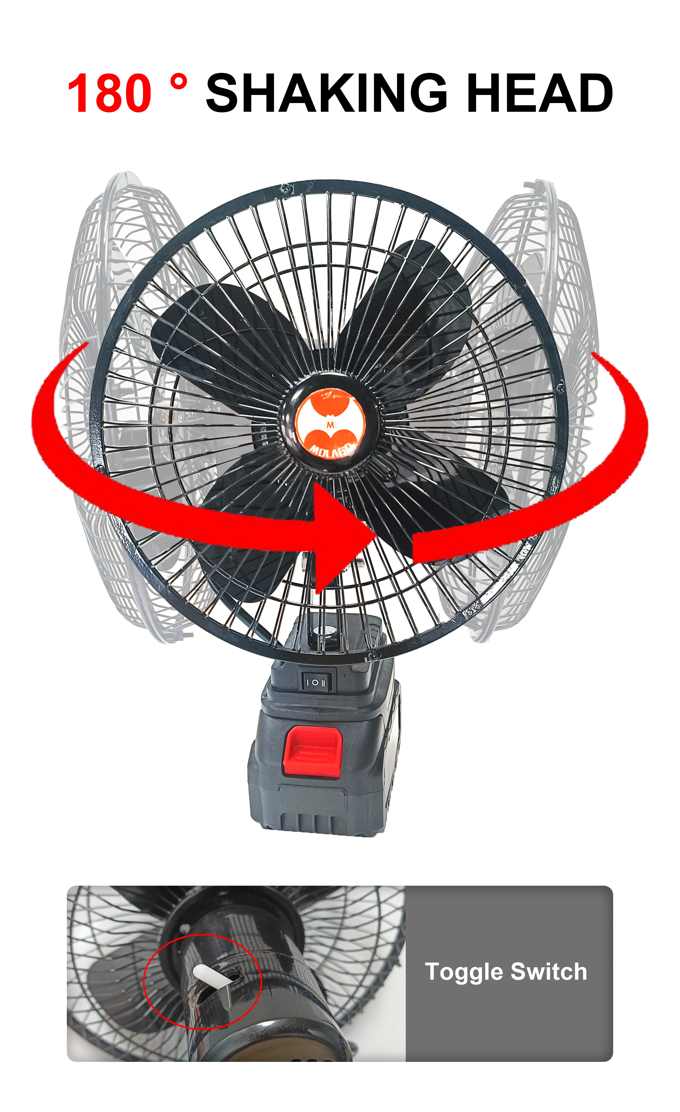 2024  4 8 12 inch Fishing Picnic  portable outdoor fan Metal   lithium battery fan