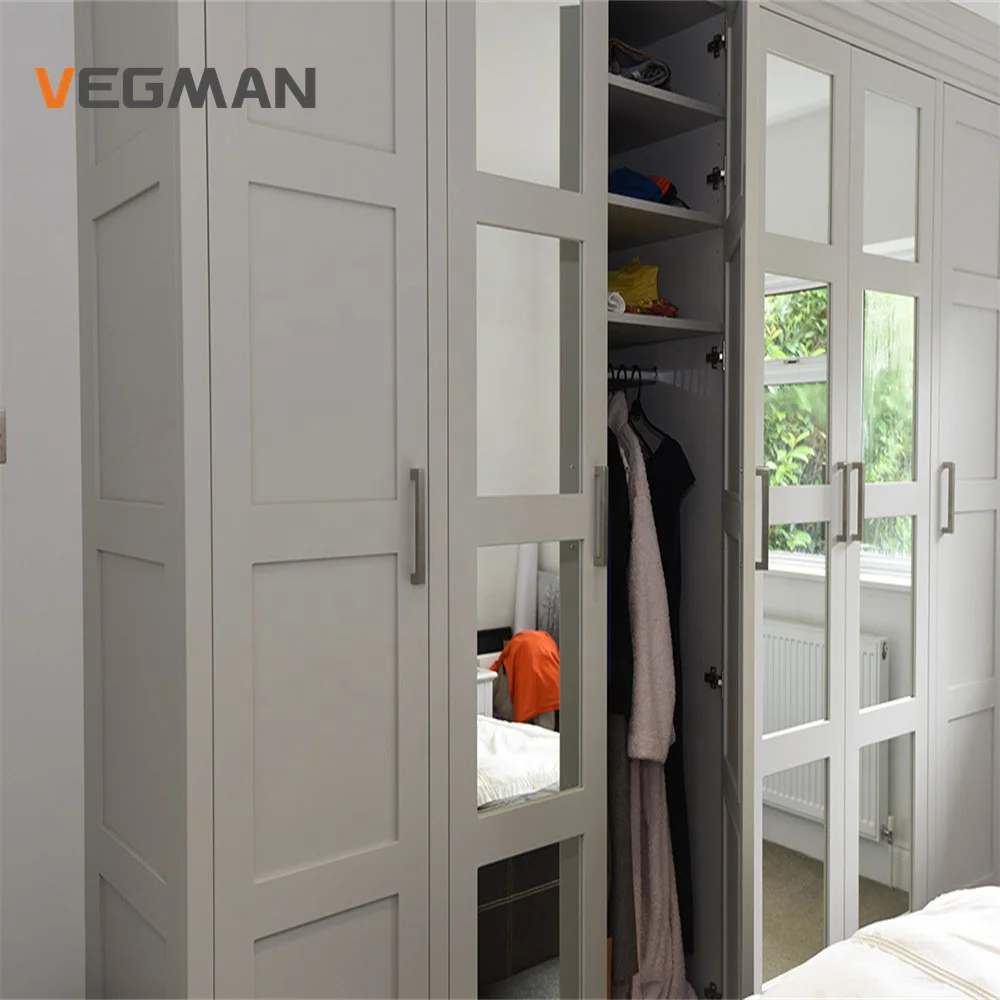 Сделанная на заказ мебель для гардероба из МДФ деревянный шкаф Распашные зеркальные двери