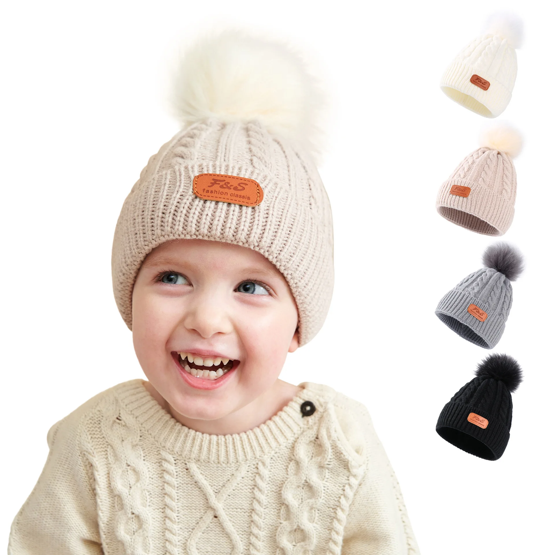 High Quality Acrylic Fashion Beanie Knitted Winter Hat Custom Winter Knitted Beanie Double Flap Ear Cap Children Kids