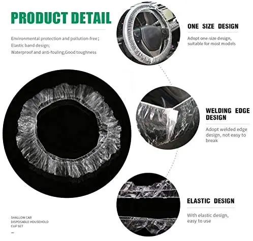 Universal Disposable Steering Wheel Cover Plastic Transparent Car Steering Wheel Covers with Elastic Trims for Steering Wheels