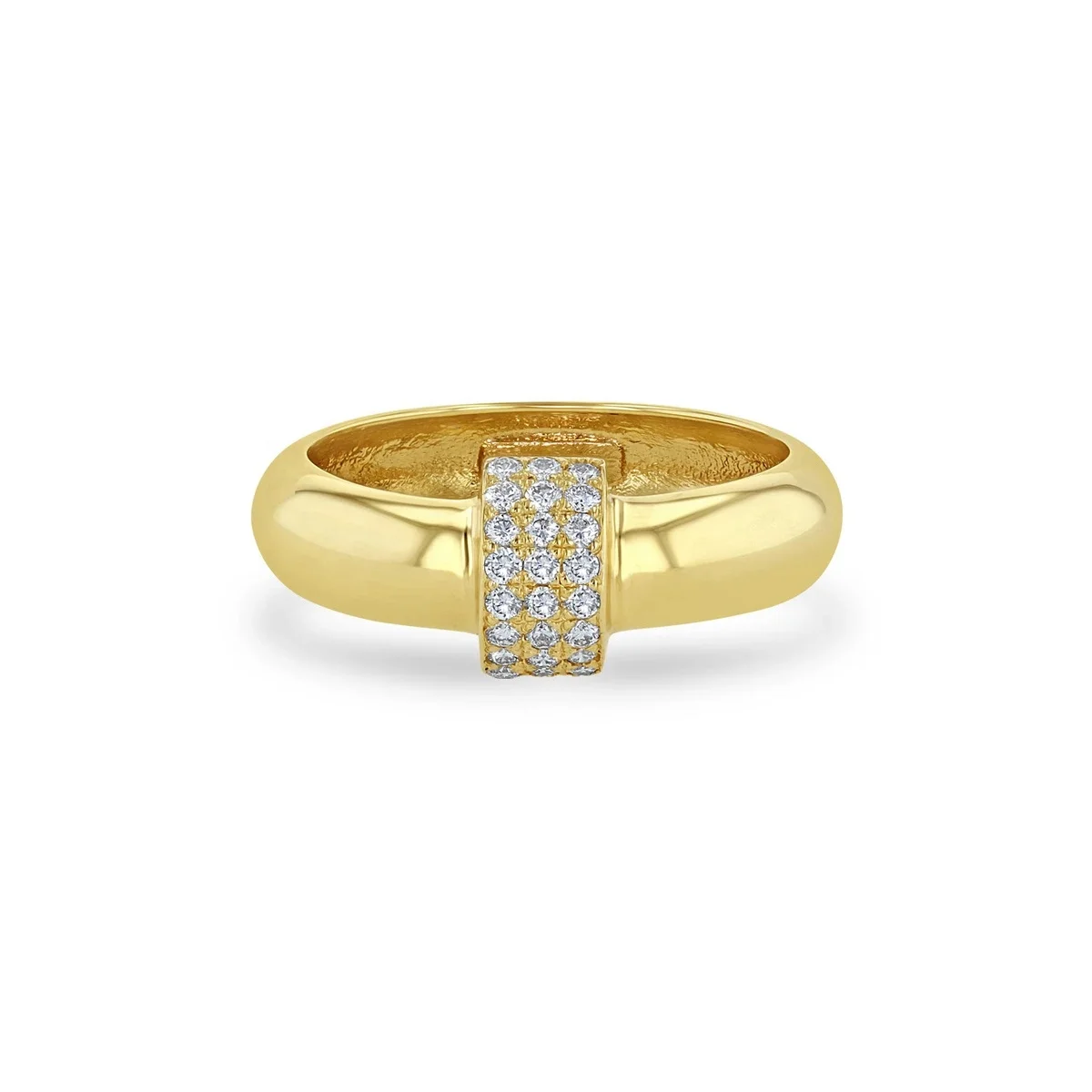 LOZRUNVE Dubai Pure 925 Sterling Silver Hiphop Prong Setting Cubic Zirconia Fashion Thick Ring Gold