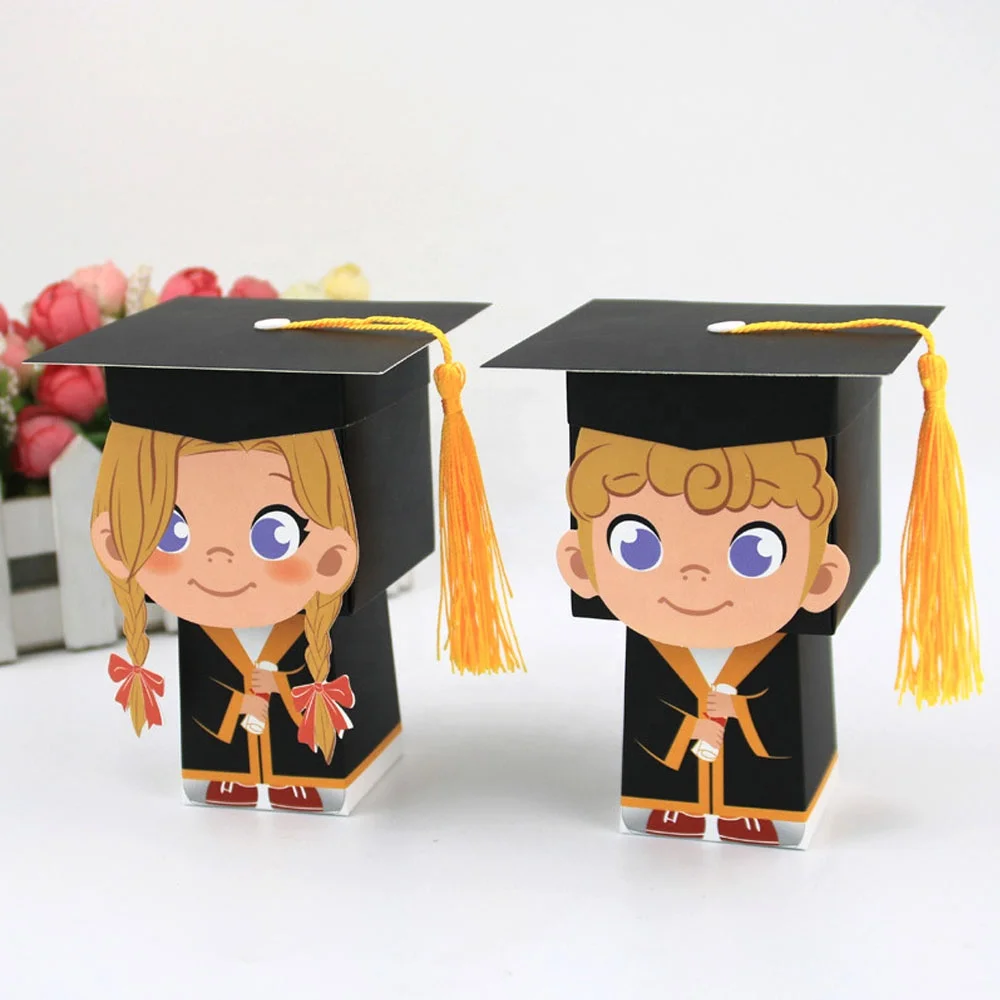 Cartoon Boy Girl Graduation Celebration Paper Candy Sweet Packaging Box