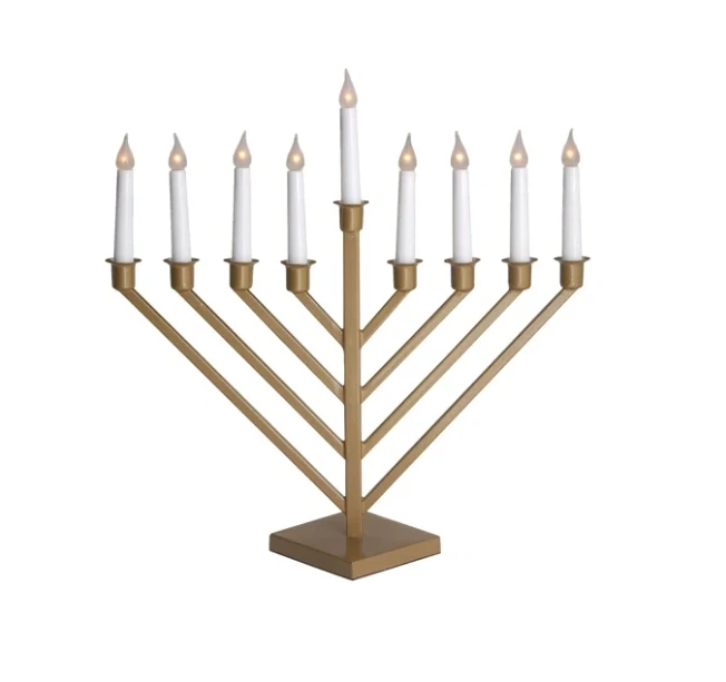 Traditional Judaica Hanukkah Menorah in A Polished Aluminum Elegant Design Hanukkiah Silverplated Jewish 9 Branch Style 2