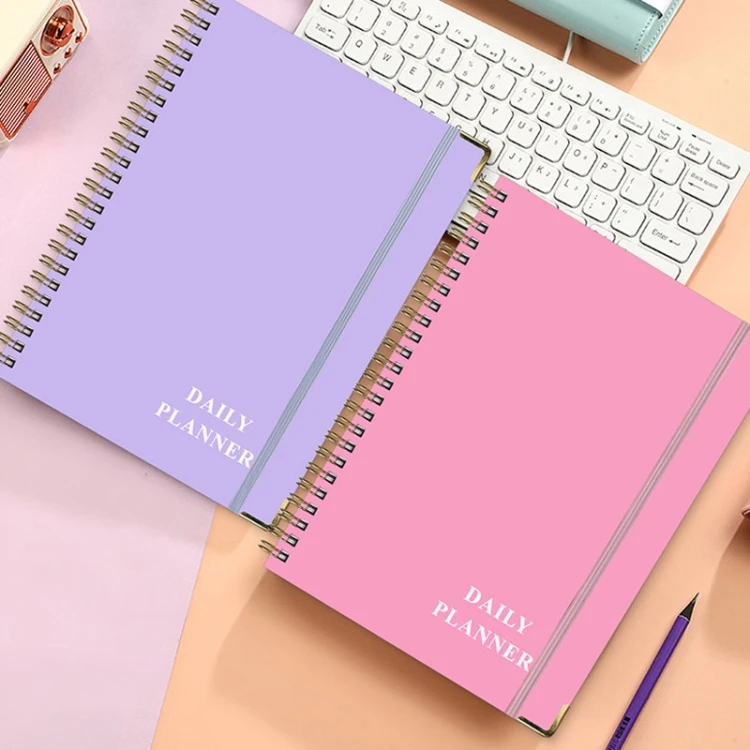 Cheaper price English Notebook A5 Coil Planner Work Record Time Management Agenda Book