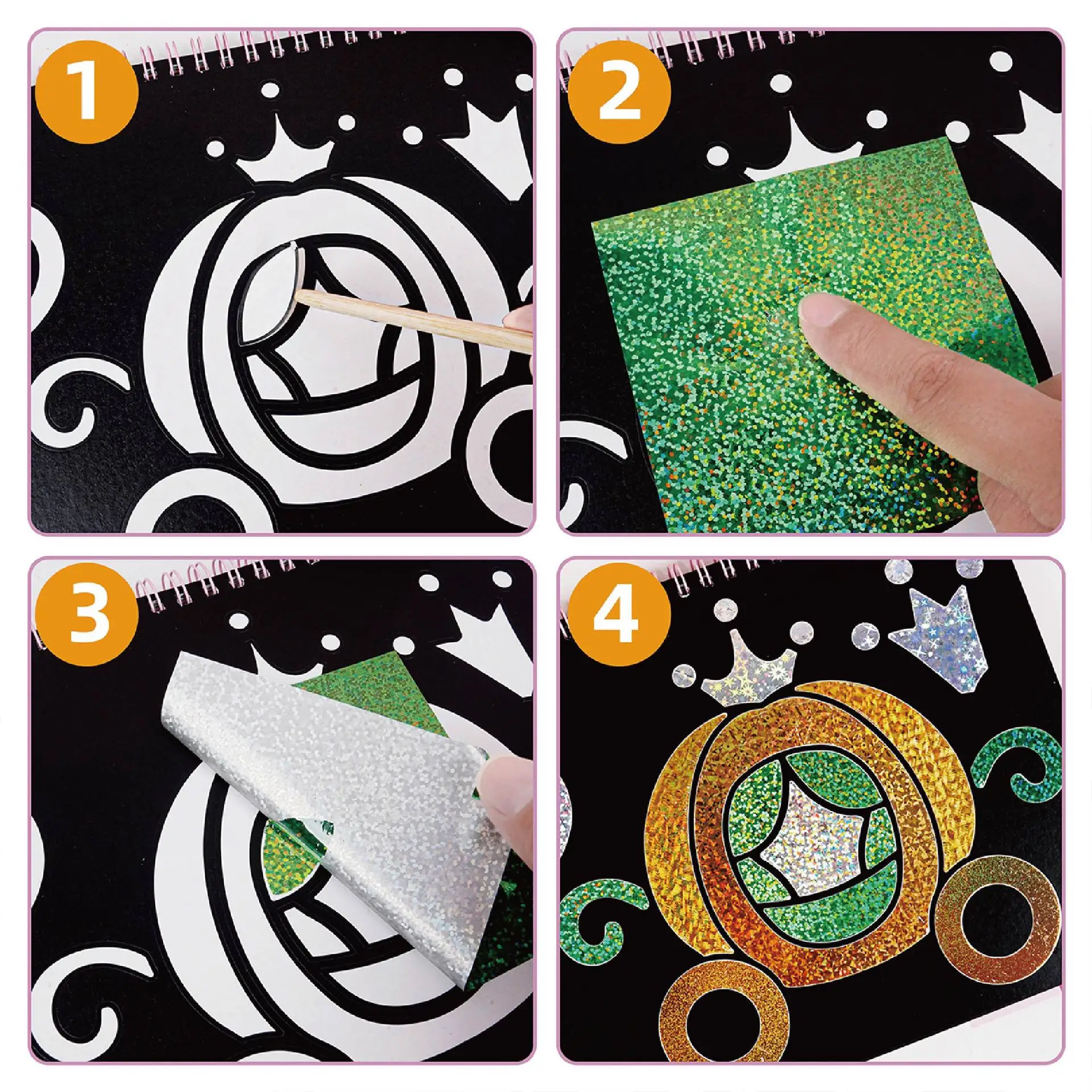 Foil Fun Scratch Art Book 2-in-1 Gift Set No Mess Art Crafts DIY Creative Activity Kit Gifts for Girls Boys Foil Art Set