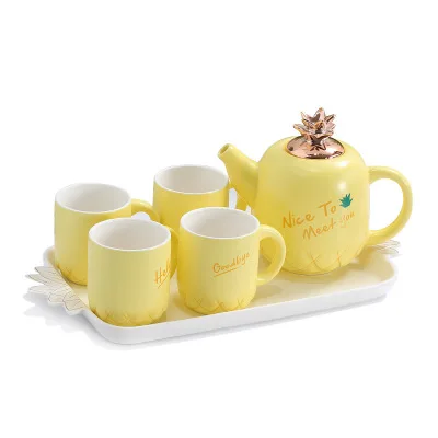 Creative explosion pineapple ceramic tea pot coffee cup set