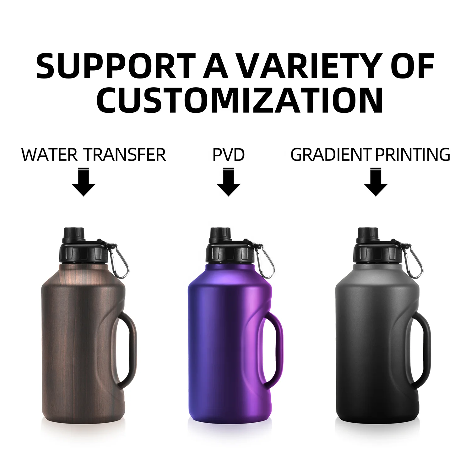 Double Wall Stainless Steel Customized Half Gallon Insulated Water Bottle Jug With Handle Lid Production Line For Sport Bottle